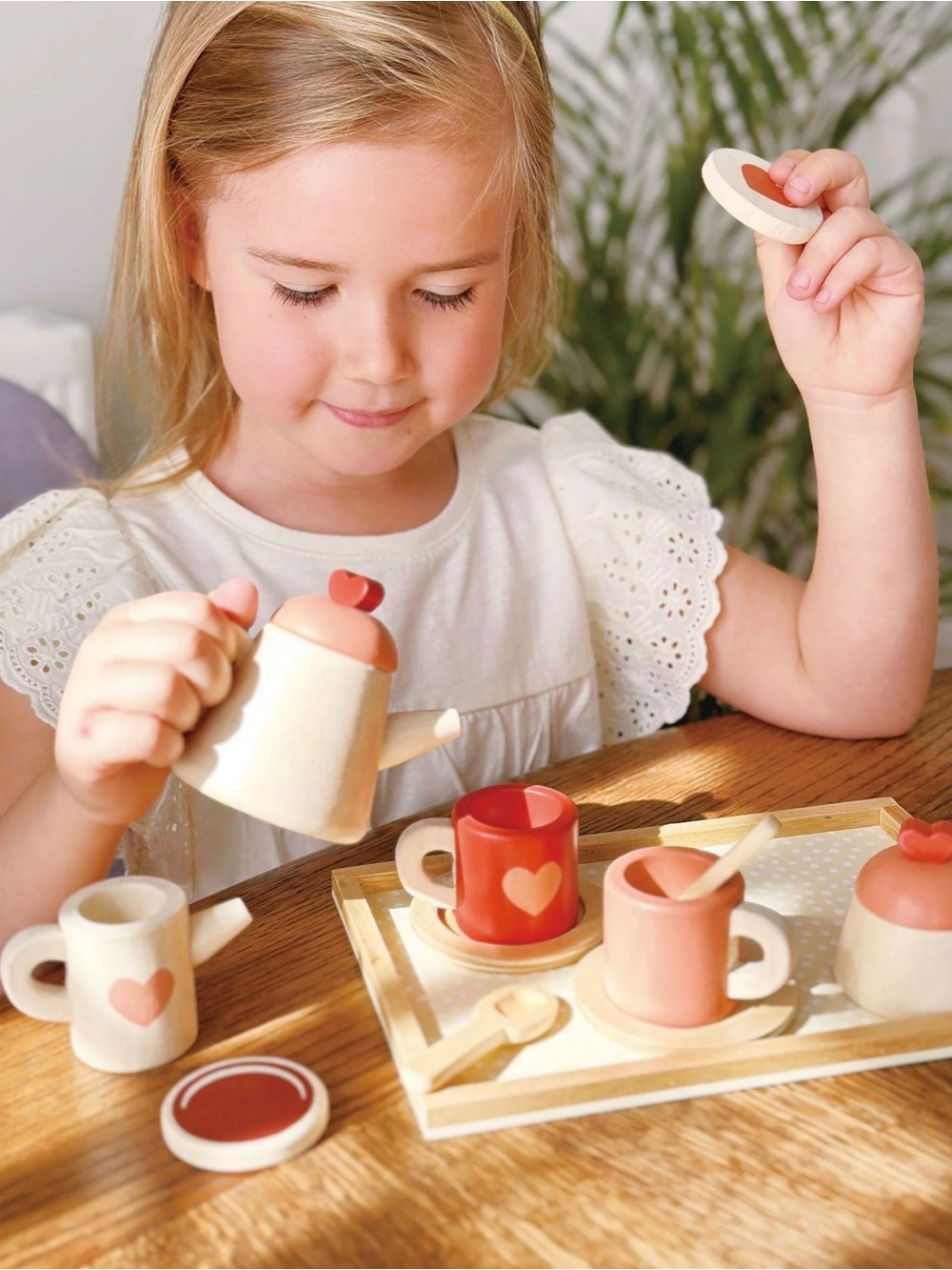 NWT Mentari Wooden Tea Time Tray Set